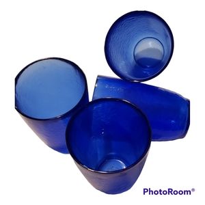 4 Libbey Vintage Libbey 16 Oz Dark Cobalt Glasses